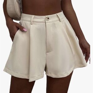 Verdusa Women's Elastic High Waist Pleated Wide Leg Shorts with Pocket